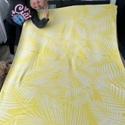 UUTTA! Firenze Piknik-viltti / torukkupeitto / jättipyyhe keltainen 140x170cm