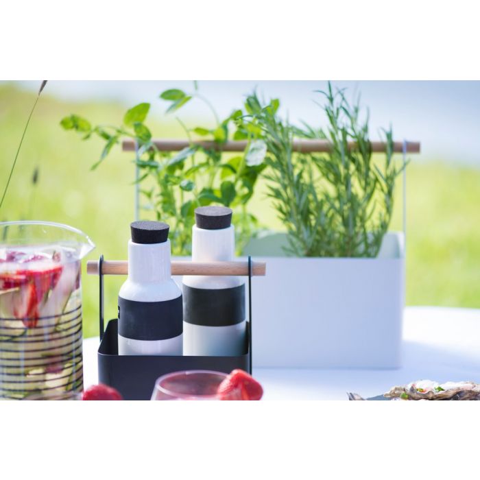 Maku Kitchen life Kori puisella kantokahvalla S valkoinen